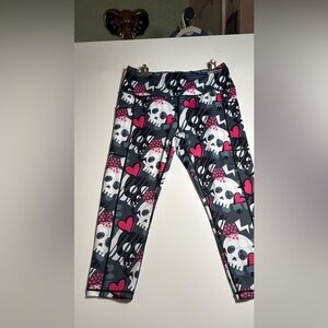 Constantly Varied Gear Black, White & Pink Skull Heart Leggings